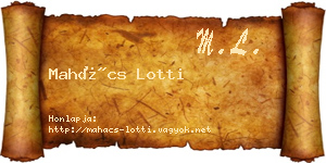 Mahács Lotti névjegykártya